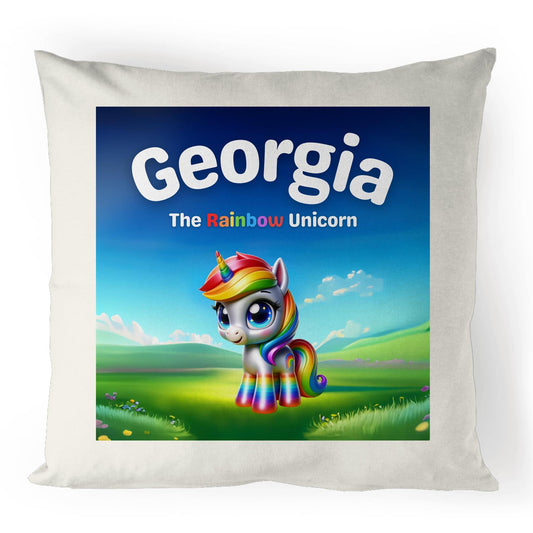 Georgia The Rainbow Unicorn - 100% Linen Cushion Cover