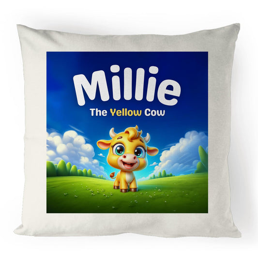 Millie The Yellow Cow 100% Linen Cushion Cover