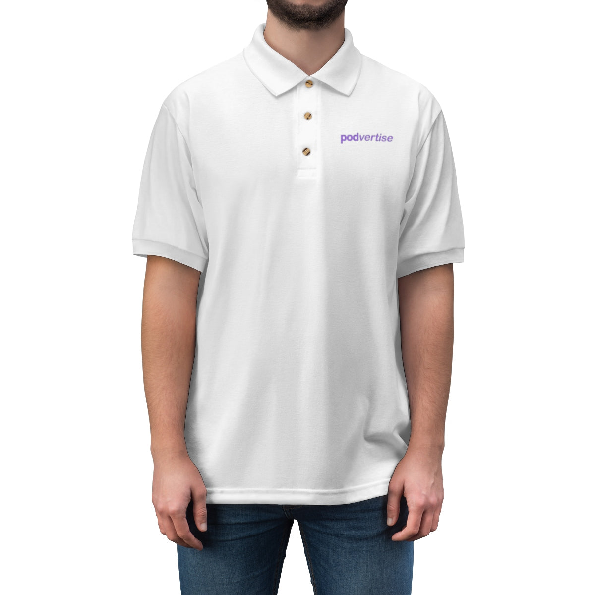 Podvertise Men's Jersey Polo Shirt (purple logo embroided)