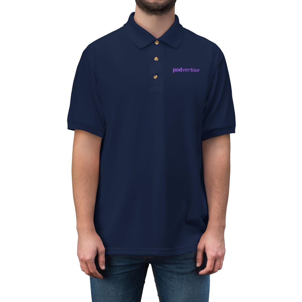 Podvertise Men's Jersey Polo Shirt (purple logo embroided)