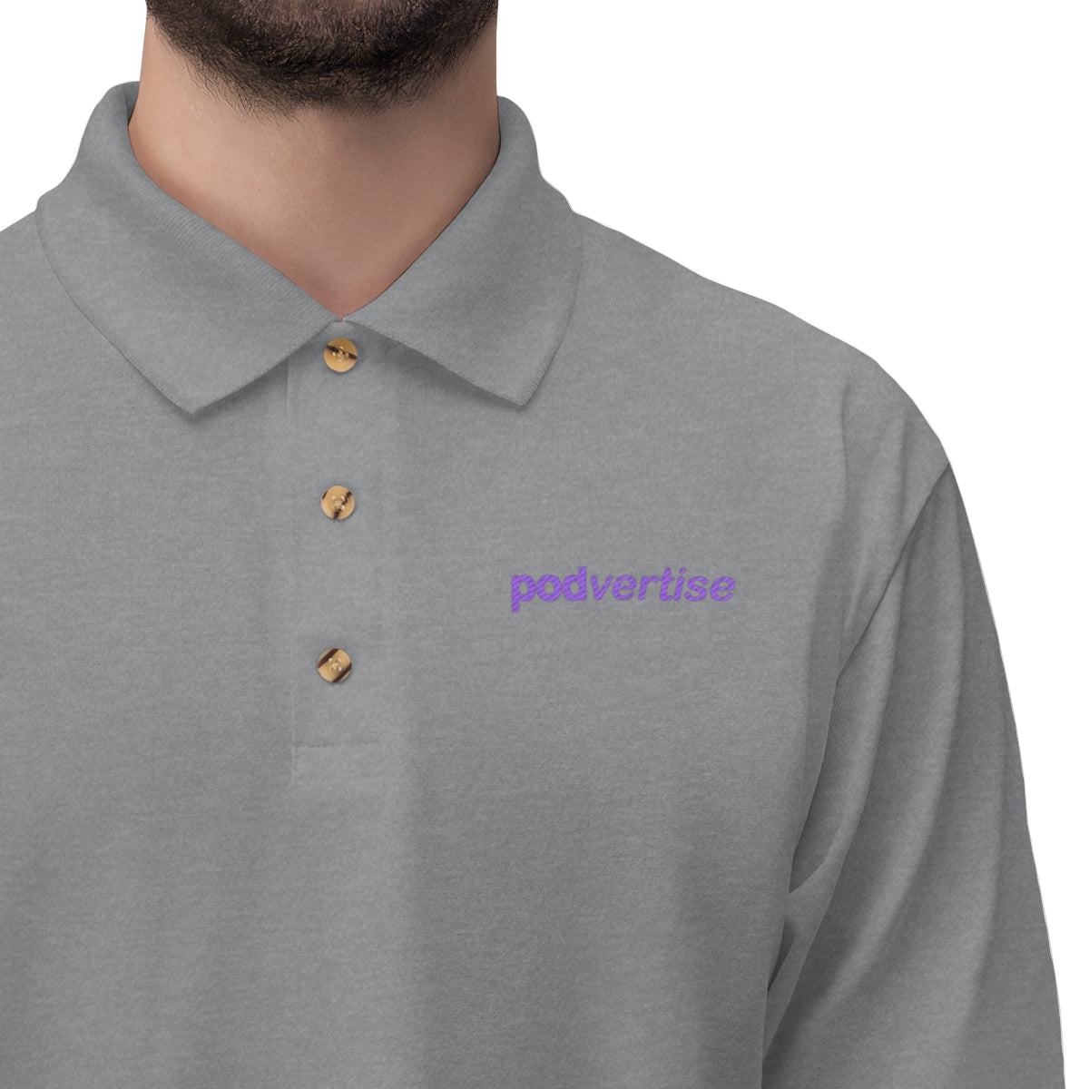 Podvertise Men's Jersey Polo Shirt (purple logo embroided)