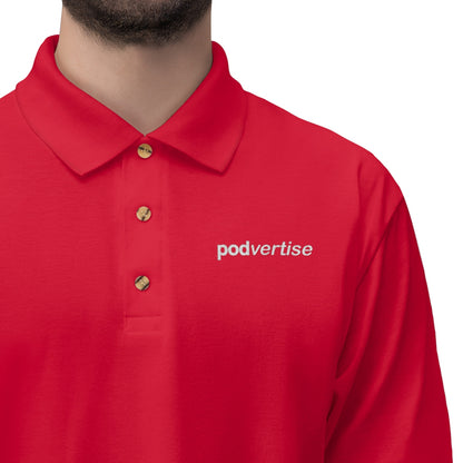 Podvertise Men's Jersey Polo Shirt (white logo embroided)