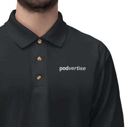 Podvertise Men's Jersey Polo Shirt (white logo embroided)