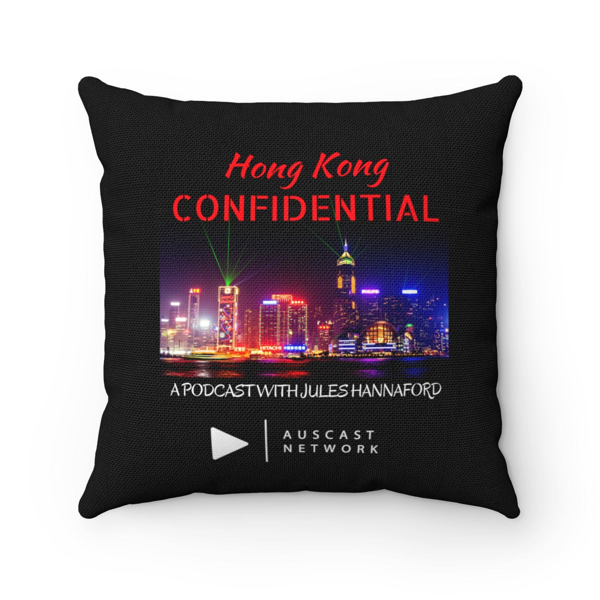 Hong Kong Confidential Spun Polyester Square Pillow Case